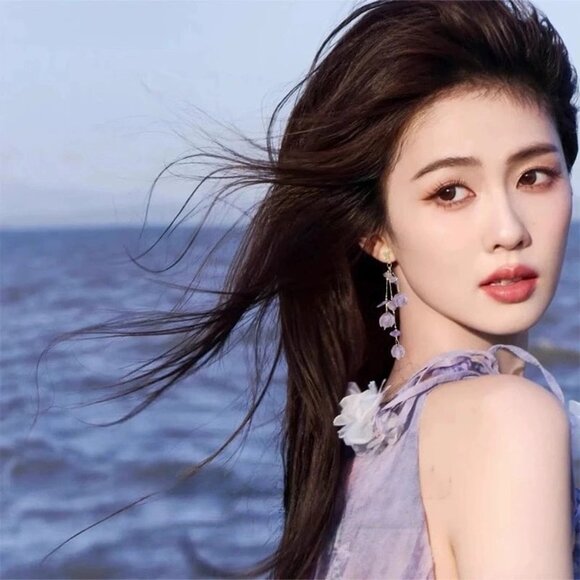 Butterfly Purple Temptation Flower Earrings - Picture 2 of 5